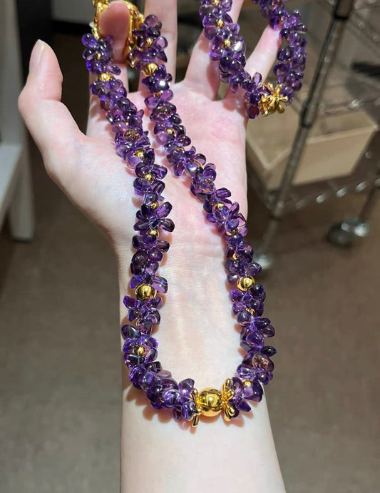 Pure Amethyst Bracelet & Necklace Set