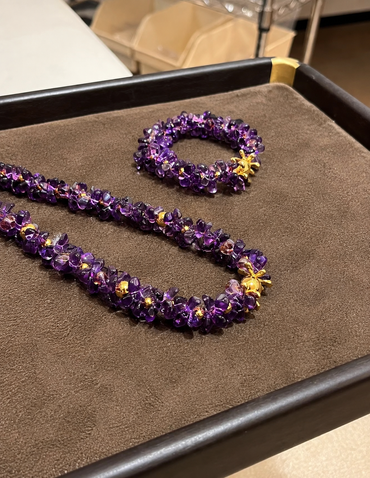 Pure Amethyst Bracelet & Necklace Set